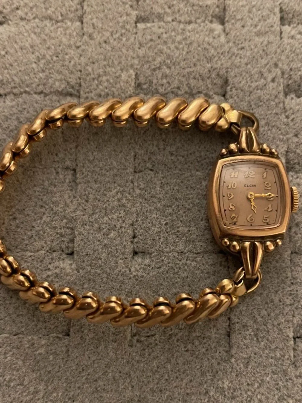 Vintage Gold Watch Elgin 1940s Deco Mid Century 10k Gold Filled Not Working